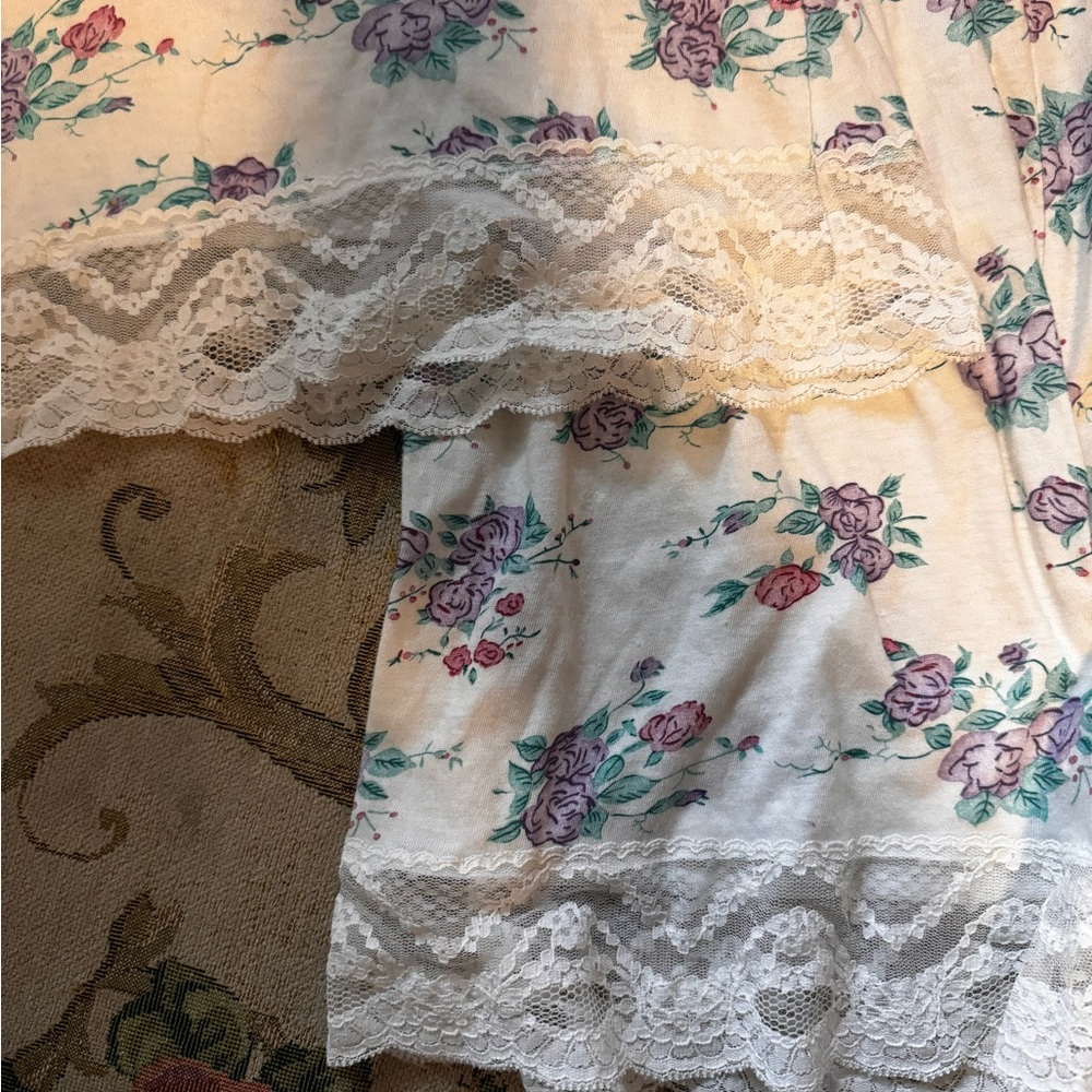 Floral Lace Trim Night set